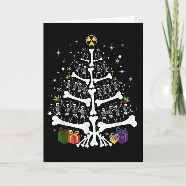 Women Radiology Skeleton Christmas Tree Xray Tech  Card (Front)