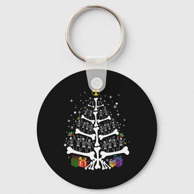 Women Radiology Skeleton Christmas Tree Xray Tech  Keychain (Front)