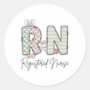 Women Registered Nurse Easter Spring Bunny Rn Hosp Classic Round Sticker