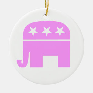 Women Republicans GOP Elephant Symbol in Pink Ceramic Ornament