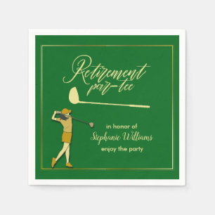 Women Retirement Golf Party Classic Green Golden Napkin