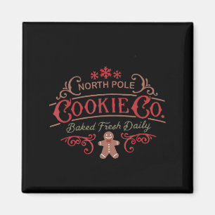 Women Retro Christmas Gingerbread Bakery North Le  Magnet