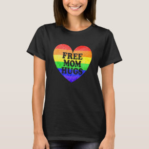 Women Retro Free Mom Hugs Rainbow Lgbtq Lgbt Pride T-Shirt