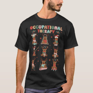 Women Retro Occupational Therapy Christmas Reindee T-Shirt