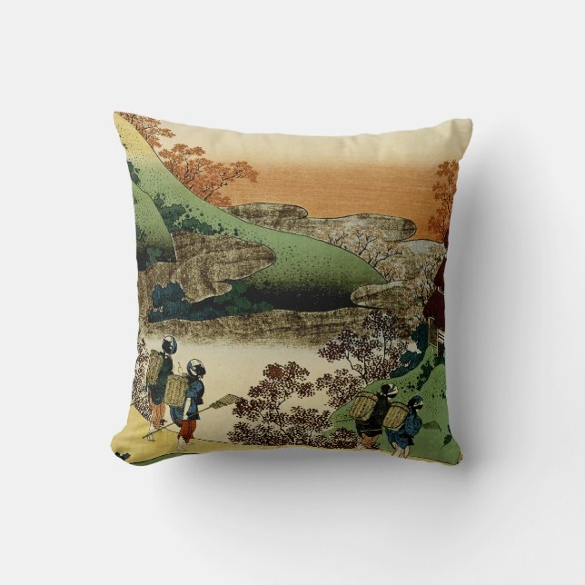 Women Returning Home at Sunset Throw Pillow (Front)