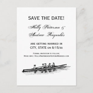 Women Rowing Rowers Crew Team Water Sports Black Announcement Postcard
