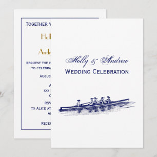 Women Rowing Rowers Crew Team Water Sports Blue Invitation