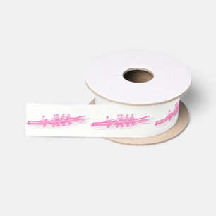 Women Rowing Rowers Crew Team Water Sports Hot Pnk Satin Ribbon