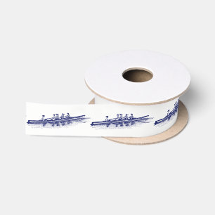 Women Rowing Rowers Crew Team Water Sports Nv Blue Satin Ribbon
