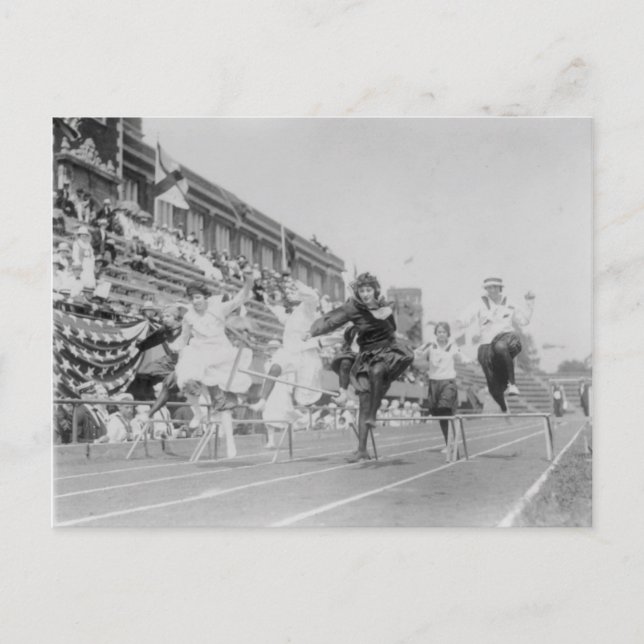 Women Running Low Hurdles Postcard (Front)