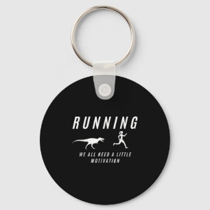 Women Running With Motivation Raptor Funny Runner Keychain