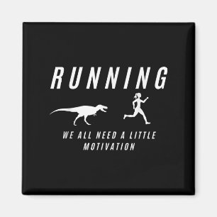 Women Running With Motivation Raptor Funny Runner  Magnet