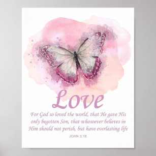 Women’s Christian Butterfly Bible Verse: Love Poster