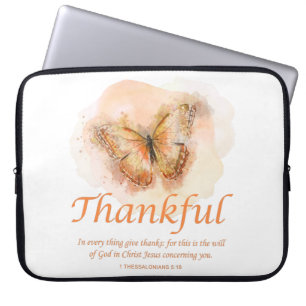 Women’s Christian Butterfly Bible Verse: Thankfu Laptop Sleeve