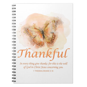 Women’s Christian Butterfly Bible Verse: Thankfu Notebook