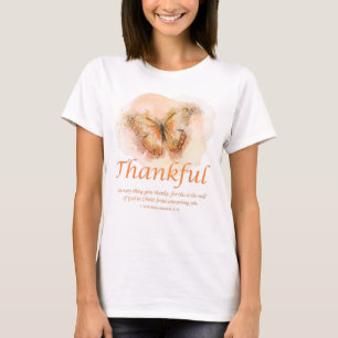 Women’s Christian Butterfly Bible Verse: Thankfu T-Shirt