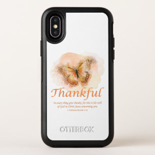 Women’s Christian Butterfly Bible Verse: Thankful  OtterBox Symmetry iPhone XS Case