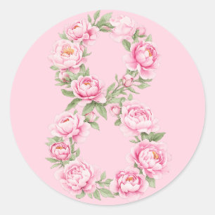 Women’s Day Peony Flower for March 8  Classic Round Sticker