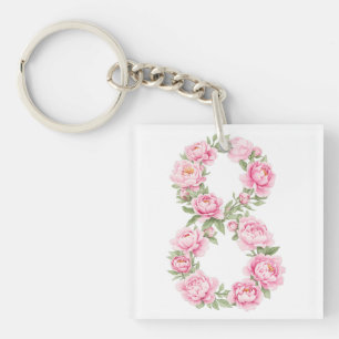 Women’s Day Peony Flower for March 8  Keychain