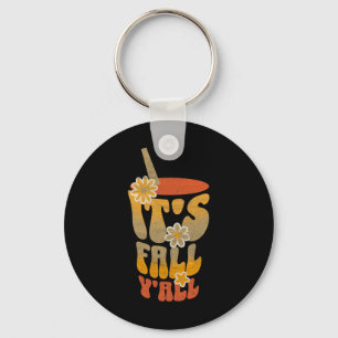 Women’s It’s Fall Y’all Retro Groovy  Keychain