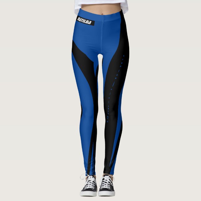 Women’s Leggings Black Royal Blue (Front)