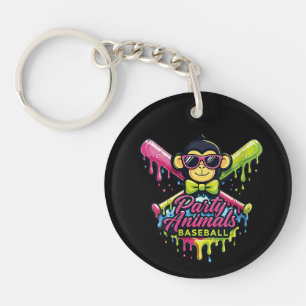 Women’s Party Animals Baseball Funny Monkey Keychain