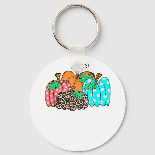 Women’s Pumpkin Leopard Print Graphic It’s Fall Y’ Keychain (Front)