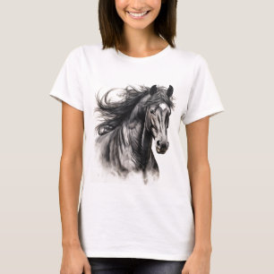 Women’s T-Shirt with Striking Black Horse