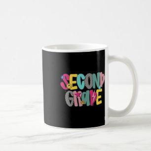 Women Second Grade Chequered Teacher Retro Back To Coffee Mug