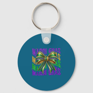 Women Shirt Mardi Gras Coquette Beard Bow Keychain