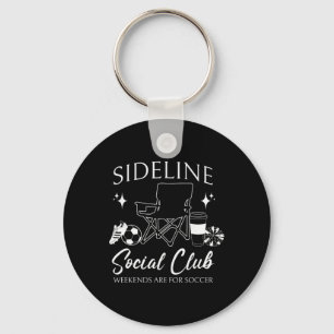 Women Sideline Social Club Soccer Mom Game Day Mot Keychain