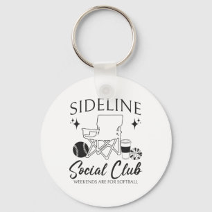 Women Sideline Social Club Softll Mom Game Day Mot Keychain