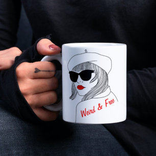 Women Silhouette Red & Black Linear Feminist Quote Coffee Mug
