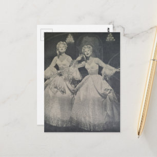 Women Singing Black and white Retro Postcard