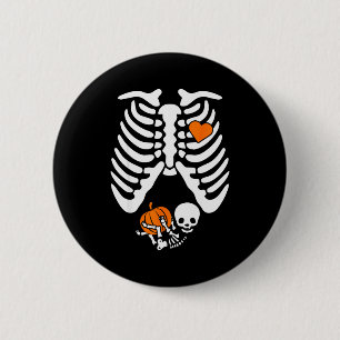 Women Skeleton Pregnancy Announcement Mom Hallowee 2 Inch Round Button