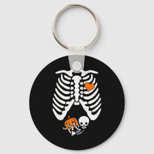 Women Skeleton Pregnancy Announcement Mom Hallowee Keychain