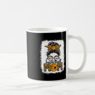 Women Sketll Mom Game Day Messy Bun Leopard Bleach Coffee Mug