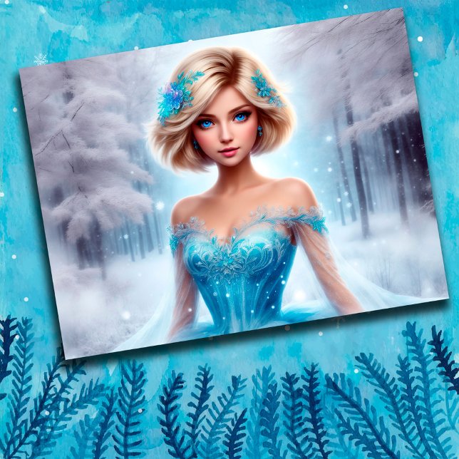 Women snow bright magic fantasy elegant postcard (Creator Uploaded)