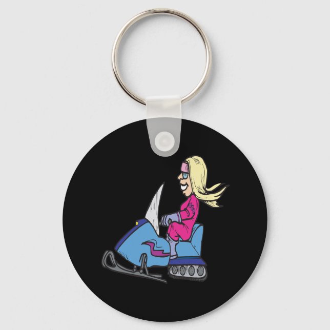 Women Snowmobiling Keychain (Front)