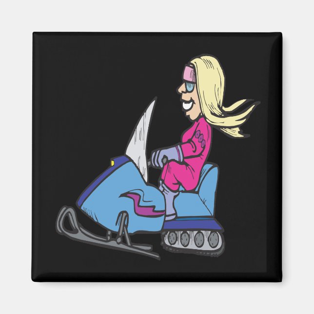 Women Snowmobiling Magnet (Front)
