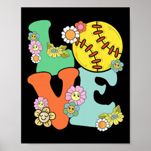 Women Softll-shirt Teen Girl I Love Softll Mom Gam Poster