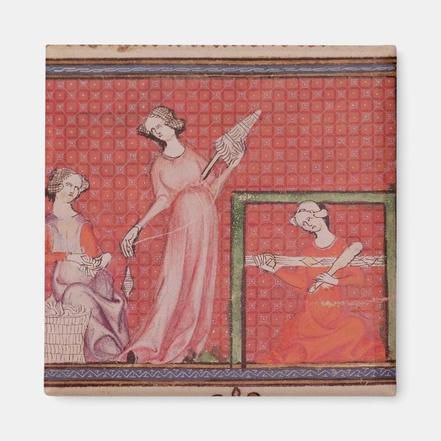 Women Spinning Wool Magnet (Front)