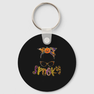 Women Spooky Mama Pumpkin Patch Halloween Keychain