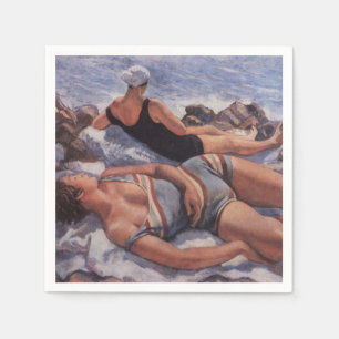 Women Sunbathing on the Beach (by Serebriakova) Napkin