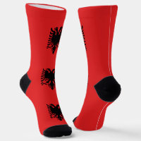 Women sustainable crew socks with flag of Albania