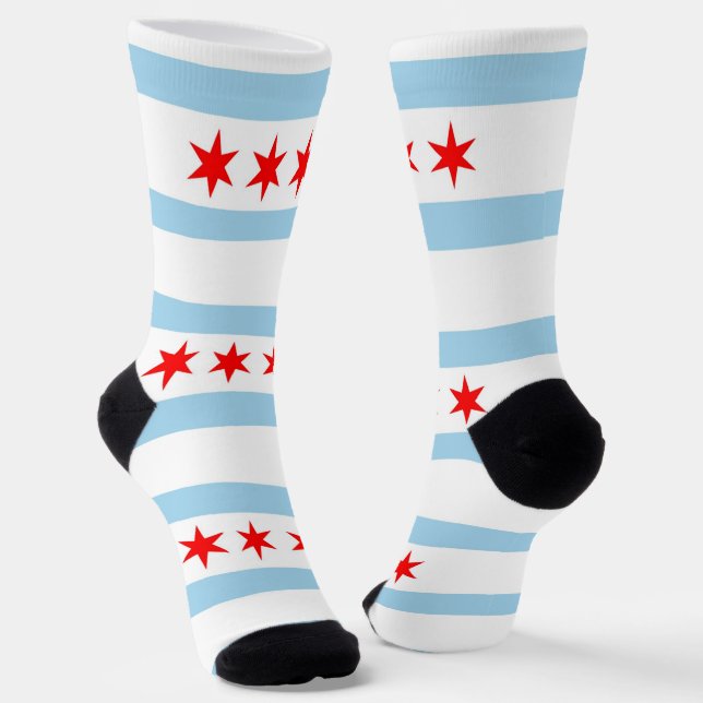 Women sustainable socks with flag of Chicago, U.S. (Angled)