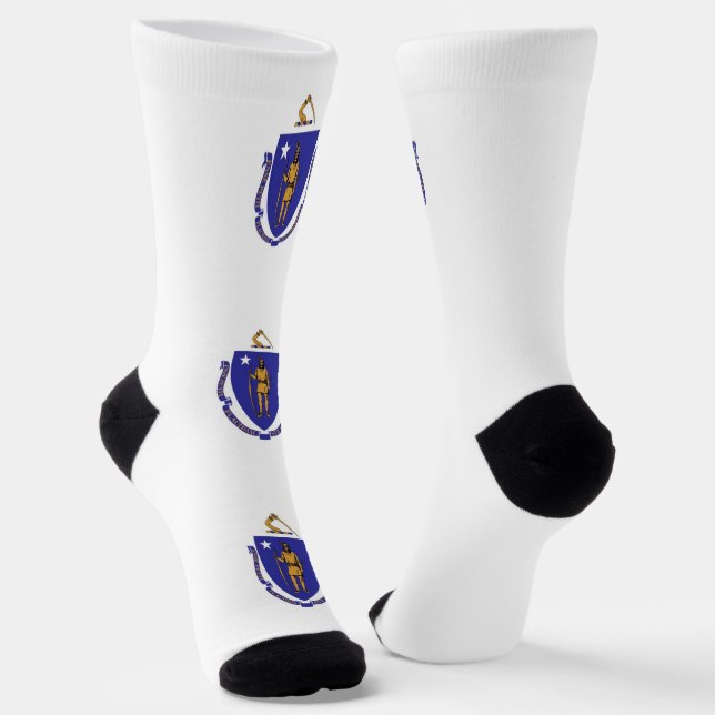Women sustainable socks with flag of Massachusetts (Angled)