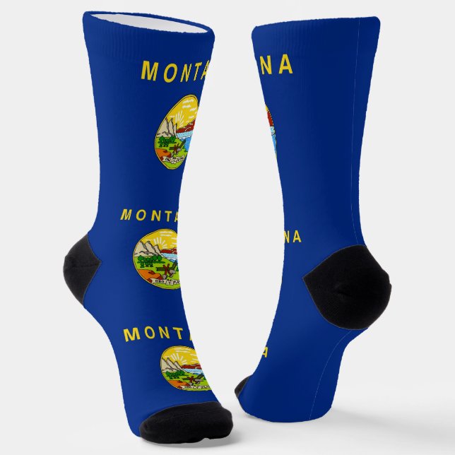 Women sustainable socks with flag of Montana (Angled)