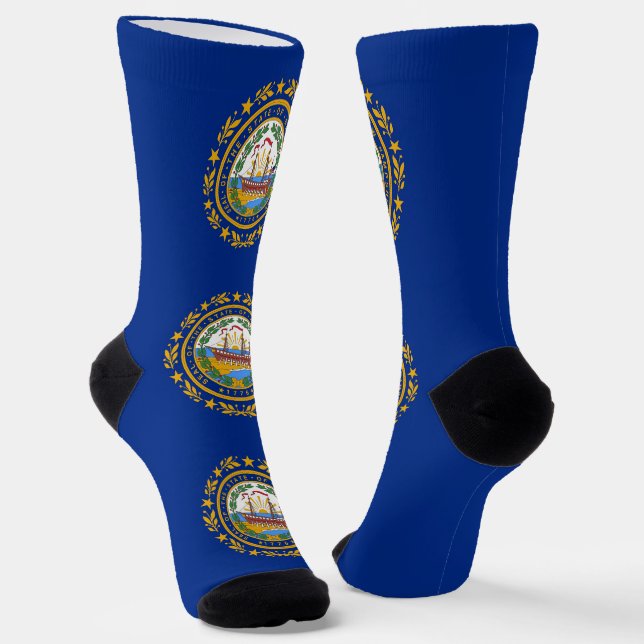 Women sustainable socks with flag of New Hampshire (Angled)