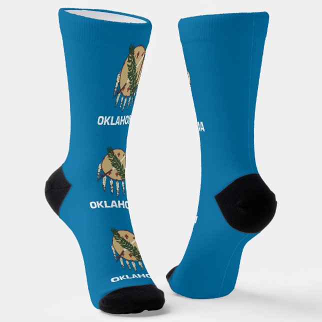 Women sustainable socks with flag of Oklahoma (Angled)